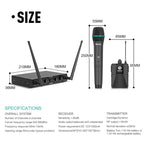 DEBRA AU-400 UHF Wireless Microphone System 4-in-1 for Performance Conference KTV, 4 Handheld Mic, 2 Handheld +2 Bodypack, 4 Bodypack Mic