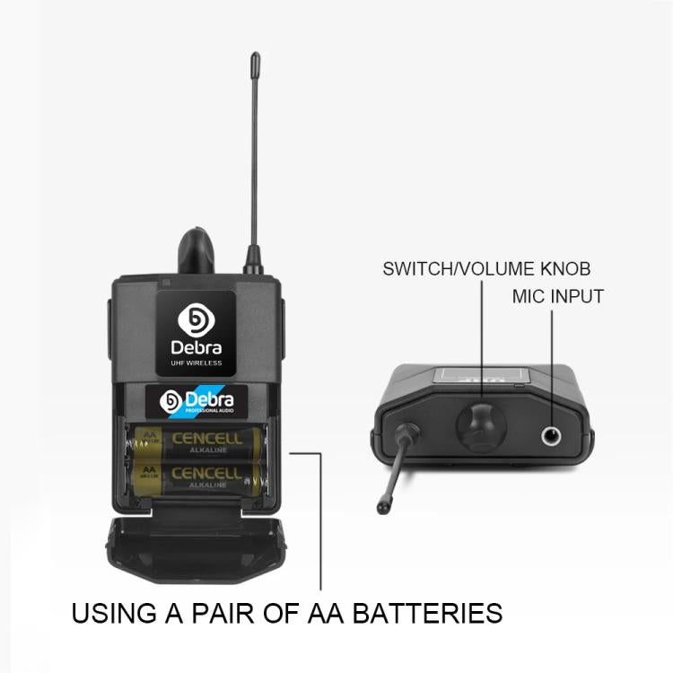 DEBRA AU-400 UHF Wireless Microphone System 4-in-1 for Performance Conference KTV, 4 Handheld Mic, 2 Handheld +2 Bodypack, 4 Bodypack Mic