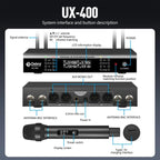 DEBRA UX-400 UHF Wireless Rechargeable Microphone System 4-in-1, UX-400