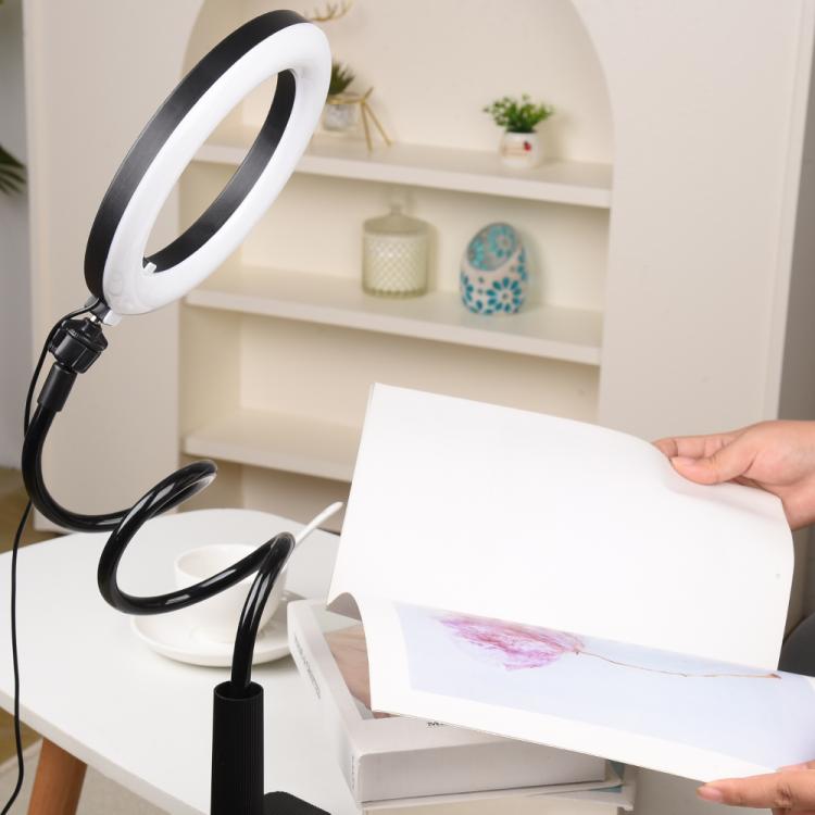 8 inch Striped Selfie Live Streaming Photography Lazy Stand LED Ring Fill Light Set, 8 inch