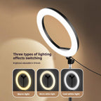 8 inch Striped Selfie Live Streaming Photography Lazy Stand LED Ring Fill Light Set, 8 inch