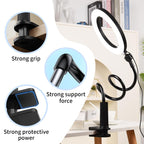 10 inch Striped Selfie Live Streaming Photography Lazy Stand LED Ring Fill Light Set, 10 inch