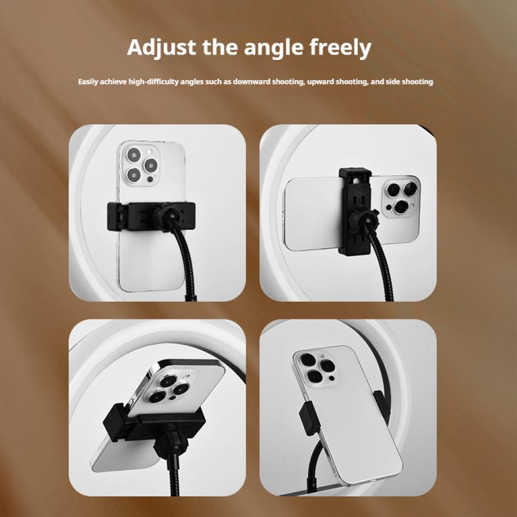 10 inch Striped Selfie Live Streaming Photography Lazy Stand LED Ring Fill Light Set, 10 inch