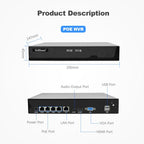 SriHome NVS005-POE030 3MP HD 4-CH POE Camera Network Video Recorder Kit, 3MP 4-CH