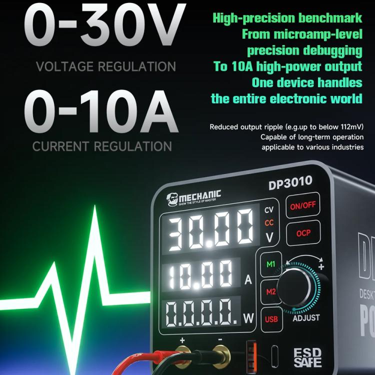 Mechanic DP3010 30V / 10A High Power Wide Voltage Mini Multi-functional Power Supply, EU Plug