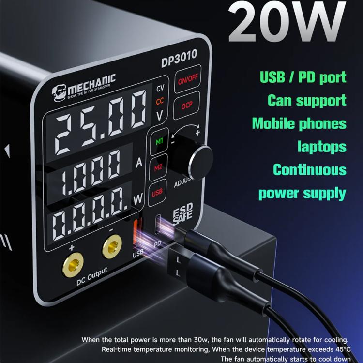 Mechanic DP3010 30V / 10A High Power Wide Voltage Mini Multi-functional Power Supply, EU Plug