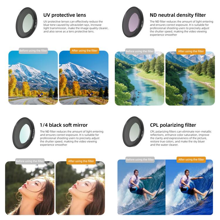 For Insta360 GO Ultra JSR LH Series Lens Filter, UV, CPL, ND8, ND16, ND32, ND64, ND8PL, ND16PL, ND32PL, ND64PL, NIGHT, STAR, Streak Drawing Blue, Streak Drawing Gold, 3 in 1 ND8/16/32, 4 in 1 CPL ND8/16/32, 4 in 1 ND8/16/32/64, 4 in 1 ND8-64PL         ...