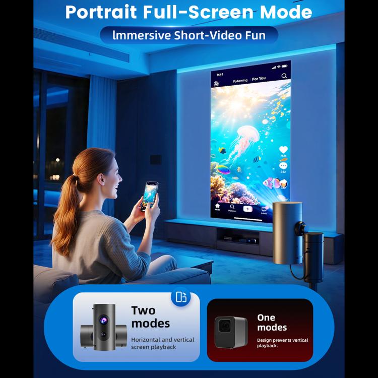 Q8 1080P 180ANSI LCD Display Smart Projector, 1GB+8GB Electric Focus, 1GB+8GB Auto Focus