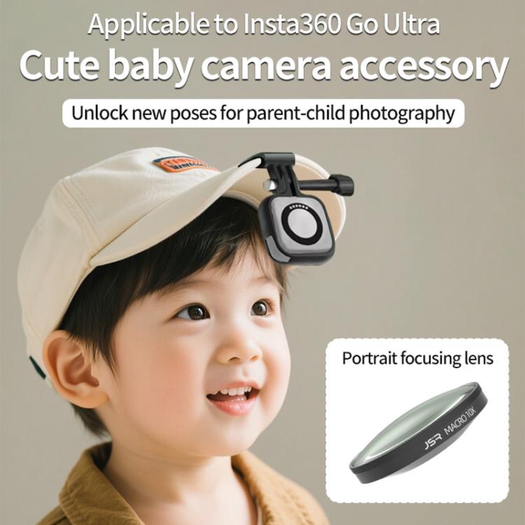 For Insta360 GO Ultra JSR LH Series 10X Macro Lens, Single Filter, With Hat Clip, With Frame + Hat Clip, With Frame + Selfie Stick