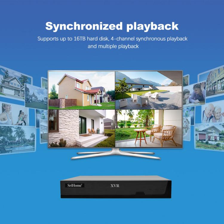 SriHome NVS008-AHD030 2MP HD 4-CH XVR NVR Camera Network Video Recorder Kit, NVS008-AHD030 2MP