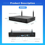 SriHome NVS001-IPC037 2MP HD 4-CH NVR WiFi IP Camera Kit, EU Plug, US Plug, UK Plug, AU Plug