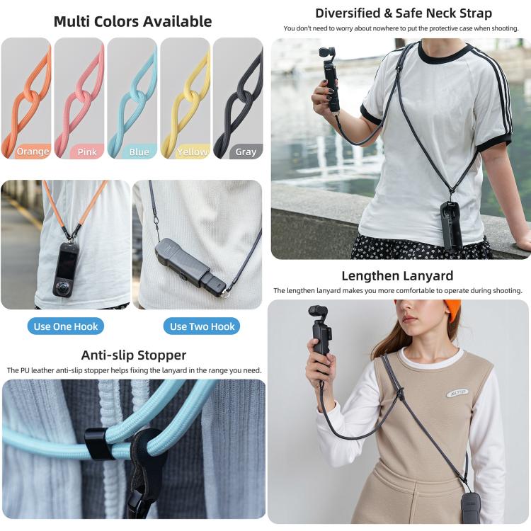 Sunnylife Neck Crossbody Strap Hanging Sling Hands-free Anti-fall Rope 1/4 Screw Neck Lanyard Shoulder Strap, For DJI OSMO Pocket 3