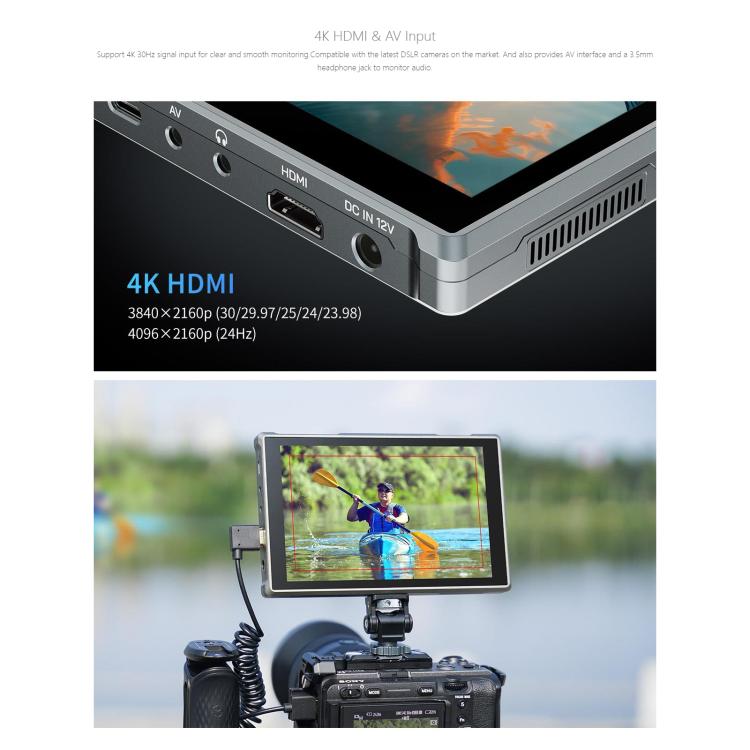 FEELWORLD FW759 Pro 7-inch Touch Screen Camera Field Video Monitor 4K HDMI-compatible 1280 x 800 IPS Screen, FW759 Pro