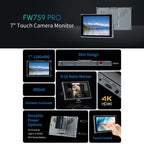 FEELWORLD FW759 Pro 7-inch Touch Screen Camera Field Video Monitor 4K HDMI-compatible 1280 x 800 IPS Screen, FW759 Pro