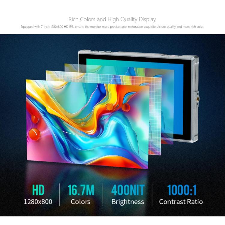 FEELWORLD FW759 Pro 7-inch Touch Screen Camera Field Video Monitor 4K HDMI-compatible 1280 x 800 IPS Screen, FW759 Pro