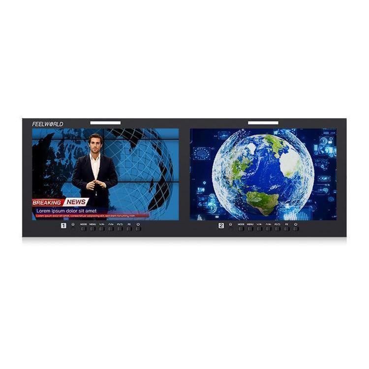 FEELWORLD D101 PLUS-H Dual 10.1 inch 4RU Rackmount Monitor 4K HDMI-compatible CVBS 1920x1200 IPS Screen, US Plug, EU Plug, UK Plug, AU Plug