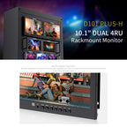 FEELWORLD D101 PLUS-H Dual 10.1 inch 4RU Rackmount Monitor 4K HDMI-compatible CVBS 1920x1200 IPS Screen, US Plug, EU Plug, UK Plug, AU Plug