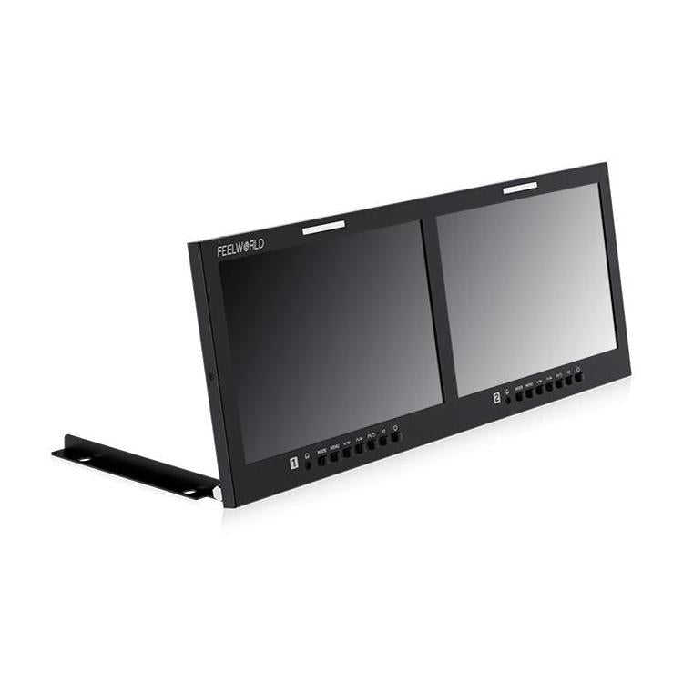 FEELWORLD D101 PLUS-H Dual 10.1 inch 4RU Rackmount Monitor 4K HDMI-compatible CVBS 1920x1200 IPS Screen, US Plug, EU Plug, UK Plug, AU Plug