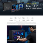 FEELWORLD D101 PLUS-H Dual 10.1 inch 4RU Rackmount Monitor 4K HDMI-compatible CVBS 1920x1200 IPS Screen, US Plug, EU Plug, UK Plug, AU Plug