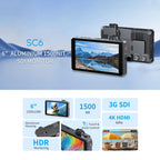 FEELWORLD SC6 6-inch 1500nit High Brightness Aluminium Filed Camera Video Monitor 3G SDI 4K HDMI-compatible 60Hz 1920 x 1080 IPS Screen, SC6