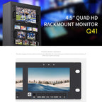 FEELWORLD Q41 Quad 4.5 inch 2RU Rackmount Monitor 3G-SDI 4K HDMI-compatible AV Input and Output, US Plug, EU Plug, UK Plug, AU Plug