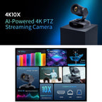 FEELWORLD 4K10X 4K PTZ Camera 10X Optical Zoom AI Tracking HDMI-compatible USB IP Remote Control, UK Plug, US Plug, EU Plug, AU Plug