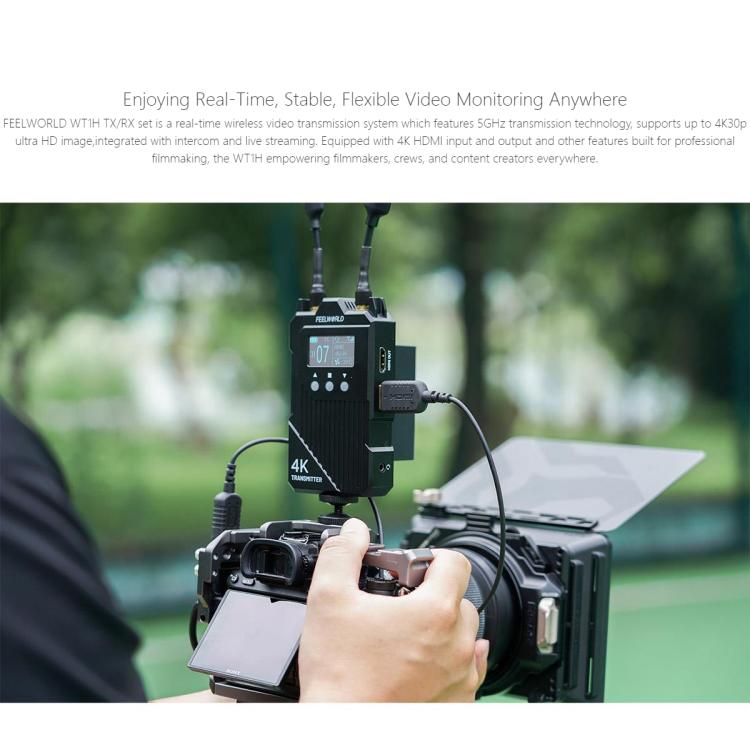 FEELWORLD WT1H 4K Wireless Video Transmission System Dual HDMI-compatible Full Duplex Intercom Live Streaming, WT1H