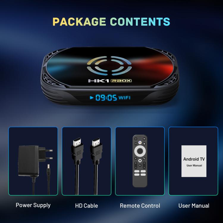 HK1 RBOX X50 Android 14 Smart TV Box with Remote Control, Amlogic S905A Quad-Core, 4GB+32GB, 4GB+64GB, 4GB+128GB
