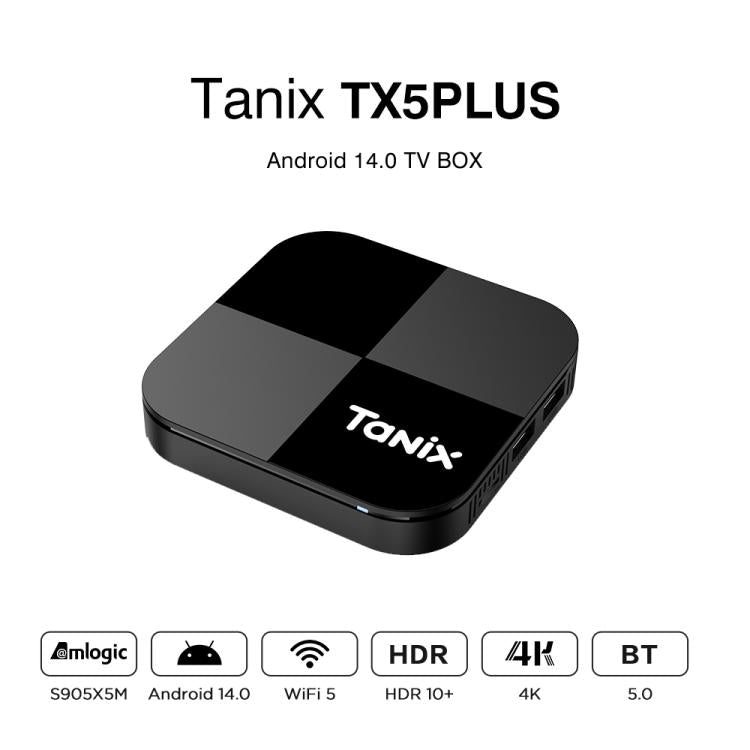 Tanix TX5 Plus Android 14 Smart TV Box with Remote Control, Amlogic S905X5M Quad-Core, 2GB+16GB