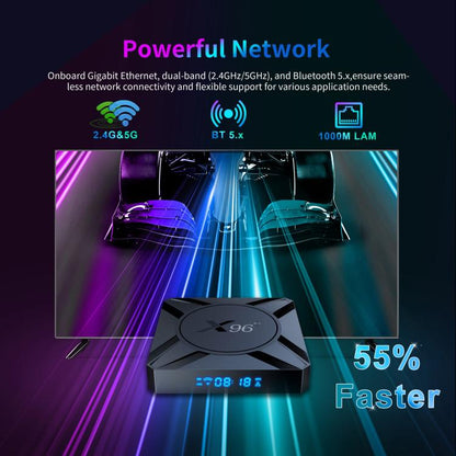 X96 M300 Android 14 Smart TV Box with Remote Control, Amlogic S905X5M Quad-Core, 4GB+32GB
