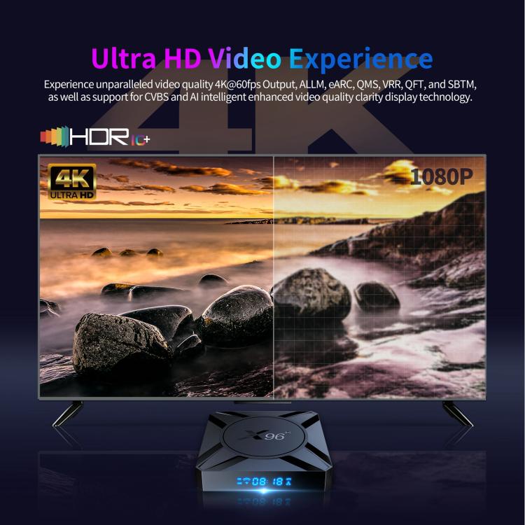 X96 M300 Android 14 Smart TV Box with Remote Control, Amlogic S905X5M Quad-Core, 4GB+32GB