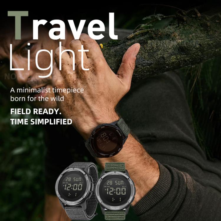 NORTH EDGE TERRAX Outdoor Luminous Waterproof Men Multifunctional Nylon Strap Sports Watch