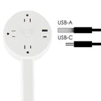 US Plug Round Power Outlet Extender Power Socket Extension Tool with USB / Type-C Fast Charging, 3 AC + USB, US Plug