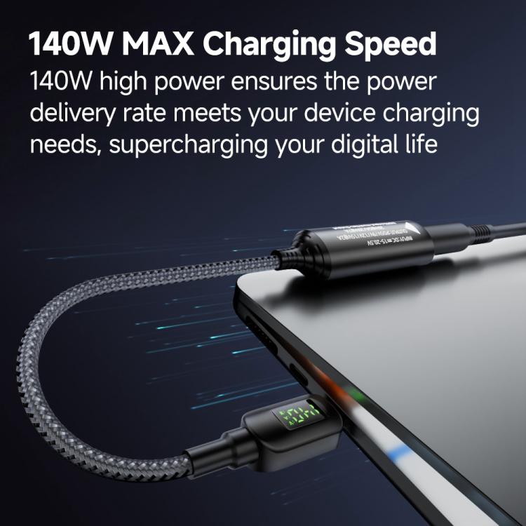 140W Digital Display Laptop Charging Adapter Connector, DC 4.5 x 0.6mm to Type-C Male, DC 5.5 x 2.1mm to Type-C Male, DC 5.5 x 2.5mm to Type-C Male, DC 6.0 x 0.6mm to Type-C Male, DC 7.4 x 0.6mm to Type-C Male, DC 7.9 x 0.9mm to Type-C Male            ...