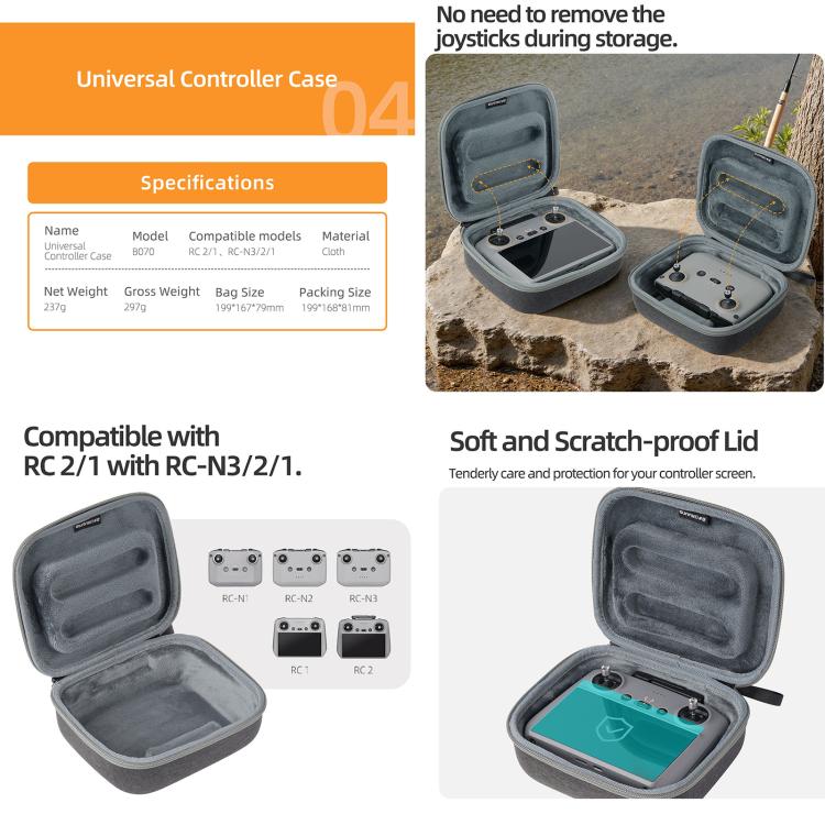 Sunnylife Carrying Hard Travel Storage Bag, For DJI Lito 1 / X1 / Mini 5 Pro Body Bag, For DJI Lito 1 / X1 / Mini 5 Pro Easy Combo Bag, For DJI Lito 1 / X1 / Mini 5 Pro Battery Combo Bag, For DJI RC 2/1 / RC-N3/2/1 Controller Bag