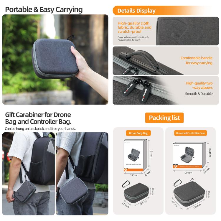 Sunnylife Carrying Hard Travel Storage Bag, For DJI Lito 1 / X1 / Mini 5 Pro Body Bag, For DJI Lito 1 / X1 / Mini 5 Pro Easy Combo Bag, For DJI Lito 1 / X1 / Mini 5 Pro Battery Combo Bag, For DJI RC 2/1 / RC-N3/2/1 Controller Bag