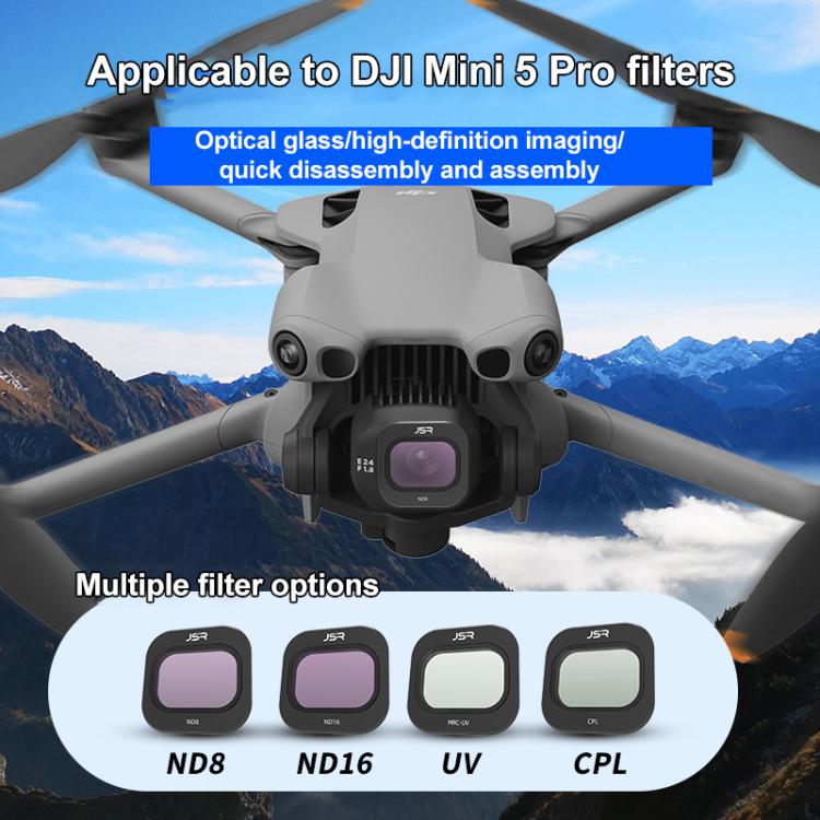 For DJI Mini 5 Pro JSR KB Series Drone Camera Lens Filter, MCUV, CPL, ND8, ND16, ND32, ND64, ND128, ND256, STAR, NIGHT, Black Mist 1/4, 3 in 1 UV ND8/16, 3 in 1 ND8/32/128, 4 in 1 CPL ND8-32, 4 in 1 ND8-64, 6 in 1 ND8-64 UV CPL, 8 in 1 Mixed Filter    ...