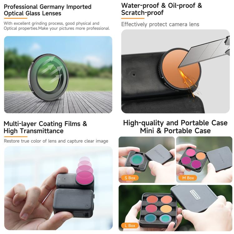 For DJI Osmo Nano Sunnylife Camera Lens Filter, Black Mist 1/4, CPL, MCUV, ND8, ND16, ND32, ND64, ND8PL, ND16PL, ND32PL, ND64PL, 3 in 1 Light Shadow, 3 in 1 Mixed Filter, 4 in 1 Mixed Filter, 4 in 1 ND, 4 in 1 NDPL, 6 in 1 Mixed Filter