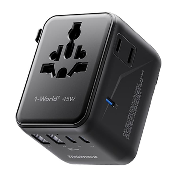 MOMAX UA31D 1-World 2 45W Dual AC 5-Port Universal Travel GaN Charger with 60W Cable, UA31D