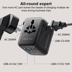 MOMAX UA31D 1-World 2 45W Dual AC 5-Port Universal Travel GaN Charger with 60W Cable, UA31D