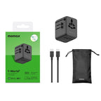 MOMAX UA31D 1-World 2 45W Dual AC 5-Port Universal Travel GaN Charger with 60W Cable, UA31D