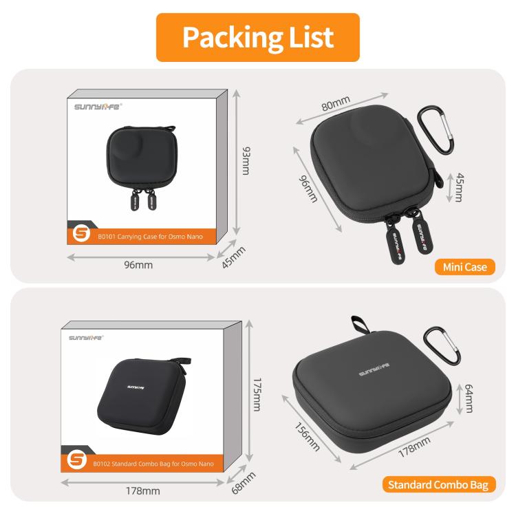 For DJI Osmo Nano Sunnylife Portable Carrying Storage Bag, Body Mini Bag, Standard Kit Bag
