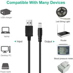 1.5m USB to DC5.5x2.1mm Male Power Cord with 10pcs Converter, 1+10