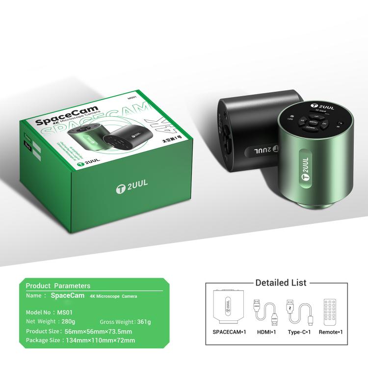 2UUL MS01 SpaceCam 829W-Pixel Industrial Electronic 4K Microscope Camera, 2UUL MS01