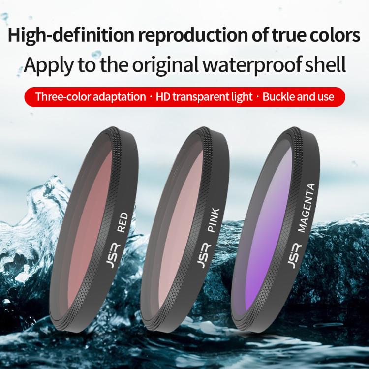 For Insta360 GO Ultra JSR Diving Filter for Waterproof Case, UV, CPL, ND8, ND16, ND32, STAR, NIGHT, Pink Filter, Red Filter, Purple Filter, 4 in 1 CPLND8/16/32, 3 in 1 3-Color Filter, 8 in 1 ND CPL UV Mixed