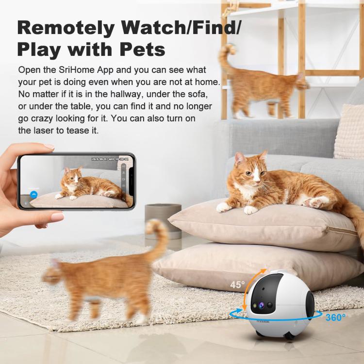 SriHome DH013 4MP Smart Pet Robot Camera, US Plug, UK Plug, EU Plug, AU Plug