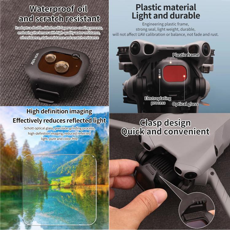 For DJI Mini 5 Pro JSR CB Series Clip-on Drone Camera Lens Filter, MCUV, CPL, ND8, ND16, ND32, ND64, ND128, ND256, ND8PL, ND16PL, ND32PL, ND64PL, STAR, NIGHT, Black Mist 1/4, 3 in 1 CPL ND16/64, 4 in 1 CPL ND8/32/128, 4 in 1 ND8-64, 4 in 1 ND8-64PL    ...