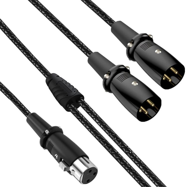 Y-type Balanced Microphone Splitter XLR Audio Cable, Length: 0.5m, Female Elbow to 2xMale Elbow, Female Elbow to Male 2xStraight, Female Straight to 2xMale Elbow, Female Straight to 2xMale Straight