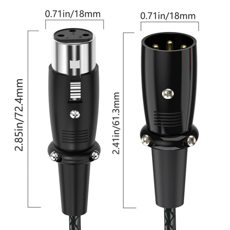 Y-type Balanced Microphone Splitter XLR Audio Cable, Length: 0.5m, Female Elbow to 2xMale Elbow, Female Elbow to Male 2xStraight, Female Straight to 2xMale Elbow, Female Straight to 2xMale Straight