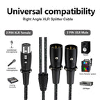 Y-type Balanced Microphone Splitter XLR Audio Cable, Length: 0.5m, Female Elbow to 2xMale Elbow, Female Elbow to Male 2xStraight, Female Straight to 2xMale Elbow, Female Straight to 2xMale Straight